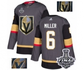 Men Adidas Vegas Golden Knights #6 Colin Miller Authentic Gray Fashion Gold 2018 Stanley Cup Final NHL Jersey