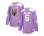 Men Adidas Vegas Golden Knights #6 Colin Miller Purple Authentic Fights Cancer Stitched NHL Jersey
