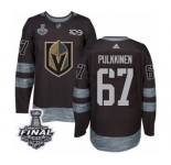 Men Adidas Vegas Golden Knights #67 Teemu Pulkkinen Authentic Black 1917-2017 100th Anniversary 2018 Stanley Cup Final NHL Jersey