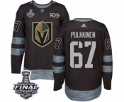Men Adidas Vegas Golden Knights #67 Teemu Pulkkinen Authentic Black 1917-2017 100th Anniversary 2018 Stanley Cup Final NHL Jersey