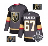 Men Adidas Vegas Golden Knights #67 Teemu Pulkkinen Authentic Gray Fashion Gold 2018 Stanley Cup Final NHL Jersey