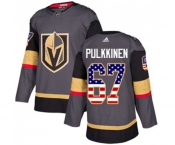 Men Adidas Vegas Golden Knights #67 Teemu Pulkkinen Authentic Gray USA Flag Fashion NHL Jersey