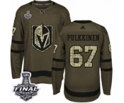Men Adidas Vegas Golden Knights #67 Teemu Pulkkinen Authentic Green Salute to Service 2018 Stanley Cup Final NHL Jersey