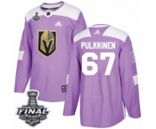 Men Adidas Vegas Golden Knights #67 Teemu Pulkkinen Authentic Purple Fights Cancer Practice 2018 Stanley Cup Final NHL Jersey