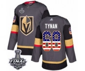 Men Adidas Vegas Golden Knights #68 T.J. Tynan Authentic Gray USA Flag Fashion 2018 Stanley Cup Final NHL Jersey