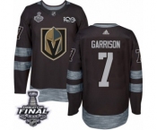 Men Adidas Vegas Golden Knights #7 Jason Garrison Authentic Black 1917-2017 100th Anniversary 2018 Stanley Cup Final NHL Jersey