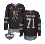 Men Adidas Vegas Golden Knights #71 William Karlsson Authentic Black 1917-2017 100th Anniversary 2018 Stanley Cup Final NHL Jersey
