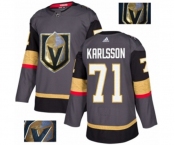 Men Adidas Vegas Golden Knights #71 William Karlsson Authentic Gray Fashion Gold NHL Jersey