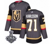 Men Adidas Vegas Golden Knights #71 William Karlsson Premier Gray Home 2018 Stanley Cup Final NHL Jersey