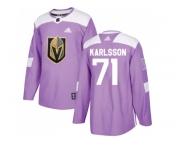 Men Adidas Vegas Golden Knights #71 William Karlsson Purple Authentic Fights Cancer Stitched NHL Jersey