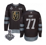 Men Adidas Vegas Golden Knights #77 Brad Hunt Authentic Black 1917-2017 100th Anniversary 2018 Stanley Cup Final NHL Jersey