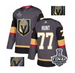 Men Adidas Vegas Golden Knights #77 Brad Hunt Authentic Gray Fashion Gold 2018 Stanley Cup Final NHL Jersey