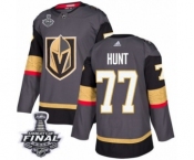 Men Adidas Vegas Golden Knights #77 Brad Hunt Authentic Gray Home 2018 Stanley Cup Final NHL Jersey