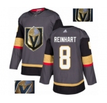 Men Adidas Vegas Golden Knights #8 Griffin Reinhart Authentic Gray Fashion Gold NHL Jersey