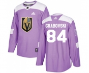 Men Adidas Vegas Golden Knights #84 Mikhail Grabovski Authentic Purple Fights Cancer Practice NHL Jersey