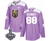 Men Adidas Vegas Golden Knights #88 Nate Schmidt Authentic Purple Fights Cancer Practice 2018 Stanley Cup Final NHL Jersey