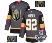 Men Adidas Vegas Golden Knights #92 Tomas Nosek Authentic Gray Fashion Gold 2018 Stanley Cup Final NHL Jersey