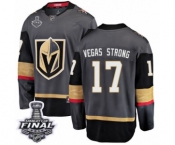 Men Vegas Golden Knights #17 Vegas Strong Authentic Black Home Fanatics Branded Breakaway 2018 Stanley Cup Final NHL Jersey