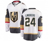 Men Vegas Golden Knights #24 Oscar Lindberg Authentic White Away Fanatics Branded Breakaway NHL Jersey
