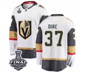 Men Vegas Golden Knights #37 Reid Duke Authentic White Away Fanatics Branded Breakaway 2018 Stanley Cup Final NHL Jersey