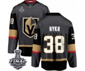 Men Vegas Golden Knights #38 Tomas Hyka Authentic Black Home Fanatics Branded Breakaway 2018 Stanley Cup Final NHL Jersey