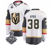 Men Vegas Golden Knights #38 Tomas Hyka Authentic White Away Fanatics Branded Breakaway 2018 Stanley Cup Final NHL Jersey