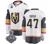 Men Vegas Golden Knights #47 Luca Sbisa Authentic White Away Fanatics Branded Breakaway 2018 Stanley Cup Final NHL Jersey