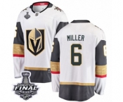 Men Vegas Golden Knights #6 Colin Miller Authentic White Away Fanatics Branded Breakaway 2018 Stanley Cup Final NHL Jersey