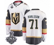 Men Vegas Golden Knights #71 William Karlsson Authentic White Away Fanatics Branded Breakaway 2018 Stanley Cup Final NHL Jersey
