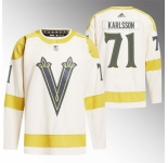 Men Vegas Golden Knights #71 William Karlsson Cream 2024 Winter Classic Breakaway Stitched Jersey