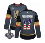 Men omen's Adidas Vegas Golden Knights #17 Vegas Strong Authentic Gray USA Flag Fashion 2018 Stanley Cup Final NHL Jersey