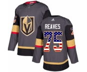Men's Adidas Vegas Golden Knights #75 Ryan Reaves Authentic Gray USA Flag Fashion NHL Jersey