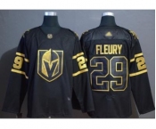 Men's Golden Knights #29 Marc-Andre Fleury Black Gold Authentic Stitched Hockey Jersey