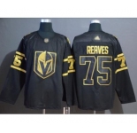 Men's Golden Knights #75 Ryan Reaves Black Gold Authentic Stitched Hockey Jersey