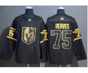 Men's Golden Knights #75 Ryan Reaves Black Gold Authentic Stitched Hockey Jersey