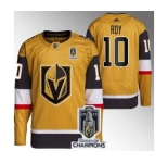 Men's Vegas Golden Knights #10 Nicolas Roy Gold 2023 Stanley Cup Champions Stitched Jersey