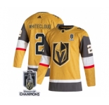 Men's Vegas Golden Knights #2 Zach Whitecloud Gold 2023 Stanley Cup Champions Stitched Jersey