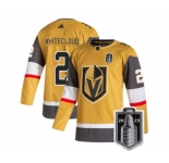 Men's Vegas Golden Knights #2 Zach Whitecloud Gold 2023 Stanley Cup Final Stitched Jersey