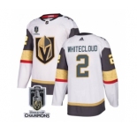 Men's Vegas Golden Knights #2 Zach Whitecloud White 2023 Stanley Cup Champions Stitched Jersey