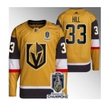 Men's Vegas Golden Knights #33 Adin Hill Gold 2023 Stanley Cup Champions Stitched Jersey