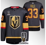 Men's Vegas Golden Knights #33 Adin Hill Gray 2023 Stanley Cup Champions Stitched Jersey
