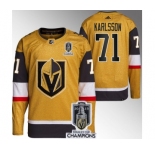 Men's Vegas Golden Knights #71 William Karlsson Gold 2023 Stanley Cup Champions Stitched Jersey