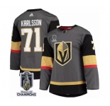 Men's Vegas Golden Knights #71 William Karlsson Gray 2023 Stanley Cup Champions Stitched Jersey