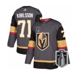 Men's Vegas Golden Knights #71 William Karlsson Gray 2023 Stanley Cup Final Stitched Jersey