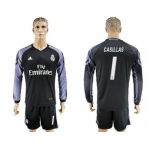 Real Madrid #1 Casillas Sec Away Long Sleeves Soccer Club Jersey
