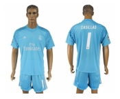 Real Madrid #1 Casillas Sky Blue Goalkeeper Soccer Club Jersey