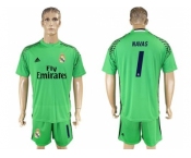 Real Madrid #1 Navas Green Goalkeeper Soccer Club Jersey 1