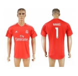 Real Madrid #1 Navas Red Goalkeeper Soccer Club Jersey