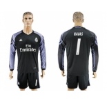 Real Madrid #1 Navas Sec Away Long Sleeves Soccer Club Jersey 1