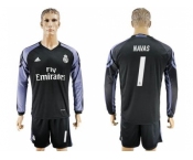 Real Madrid #1 Navas Sec Away Long Sleeves Soccer Club Jersey 1